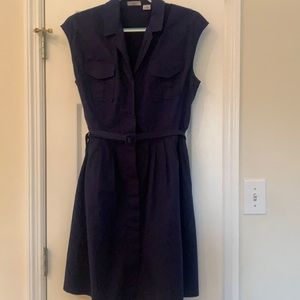 Plus size navy button up dress